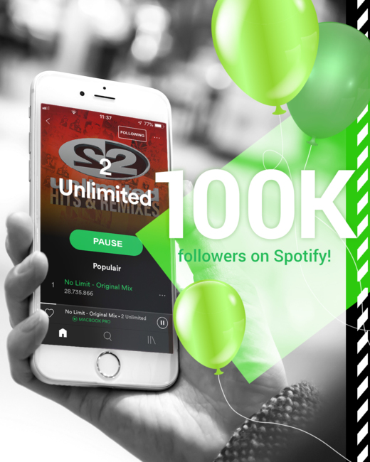 2 Unlimited hits 100k followers on Spotify!